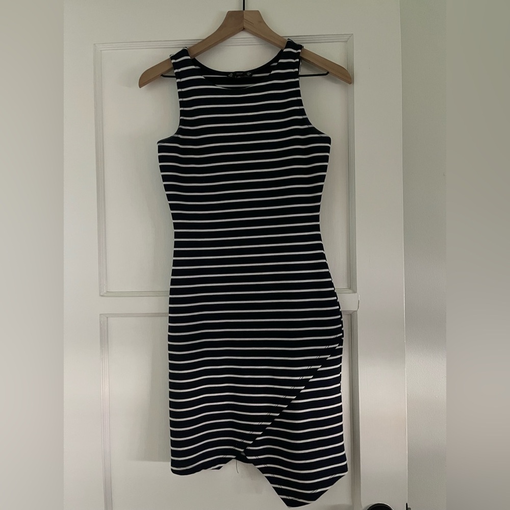 Striped Sleeveless Dress - Blue and White